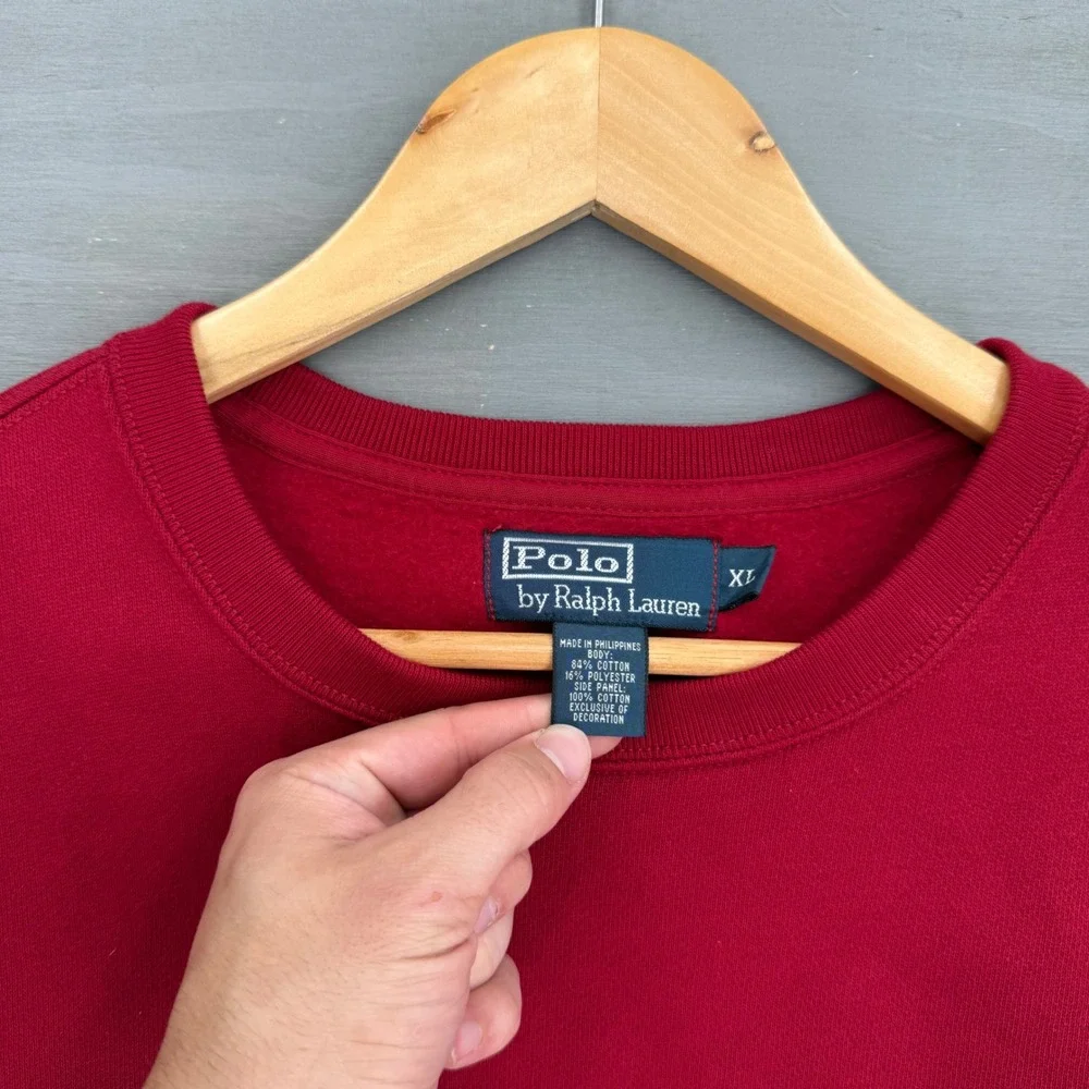 Vintage Polo Ralph Lauren Crewneck Sweatshirt Red Pony Logo Pullover XL